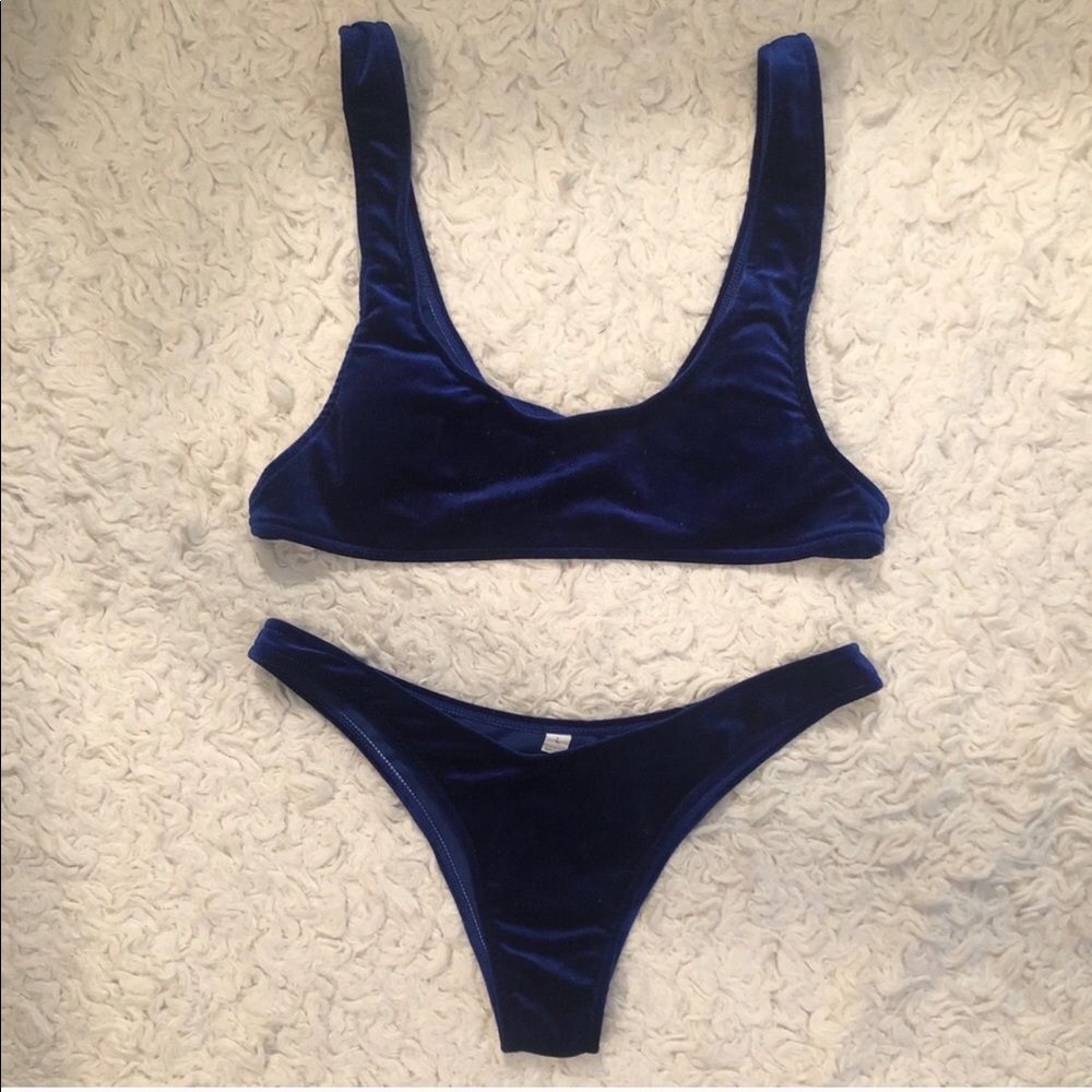 Royal blue velvet bikini